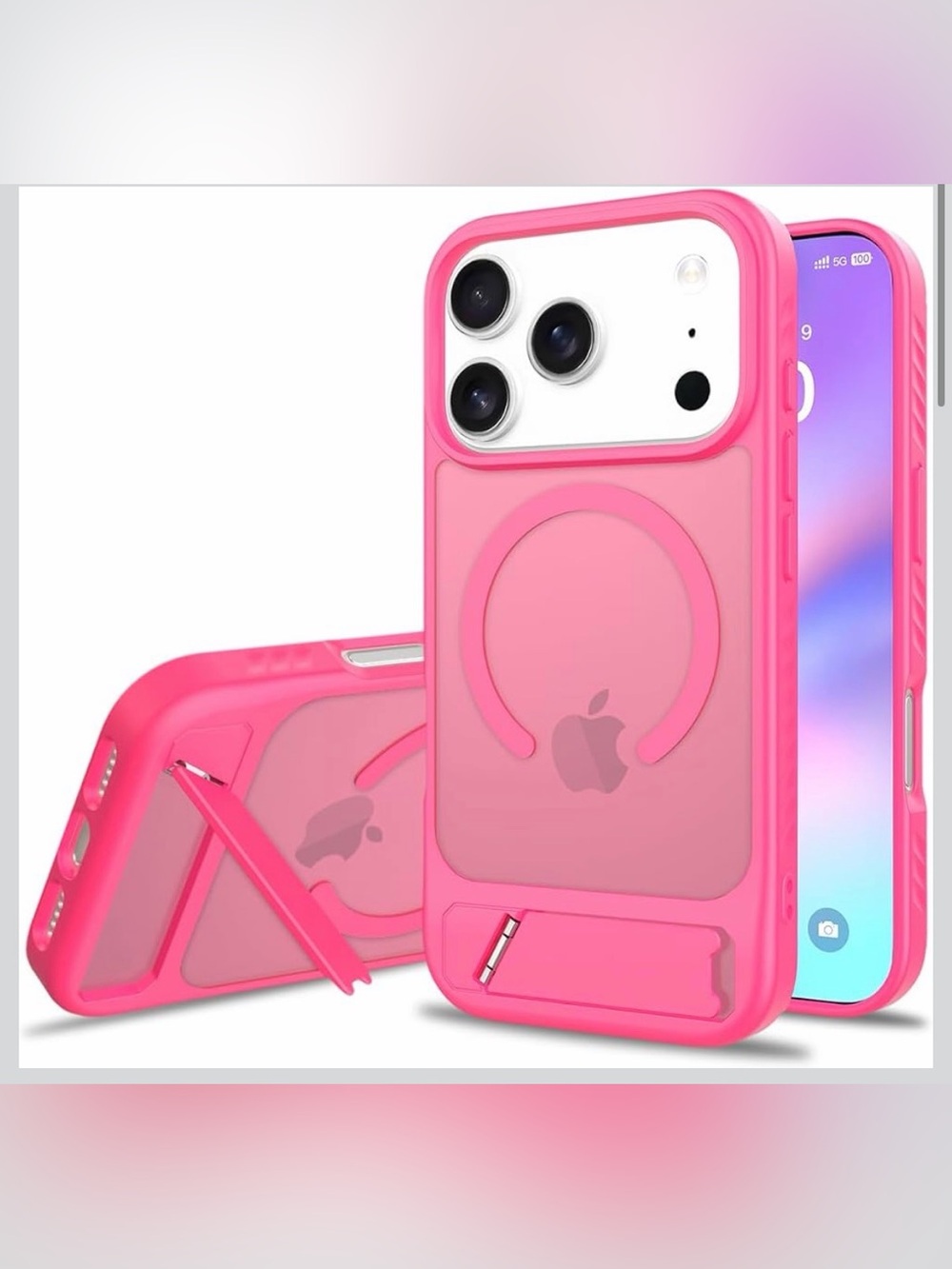 Pink MagSafe-Compatible iPhone Case with Kickstand